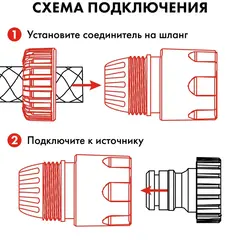 Набор поливочный QUATTRO ELEMENTI 3 предмета. Соединитель 1/2