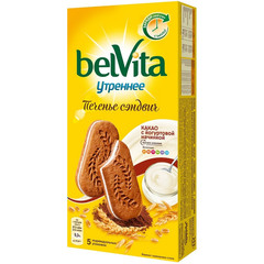 Печенье песочное Юбилейное BelVita Утреннее сэндвич с какао 253 г