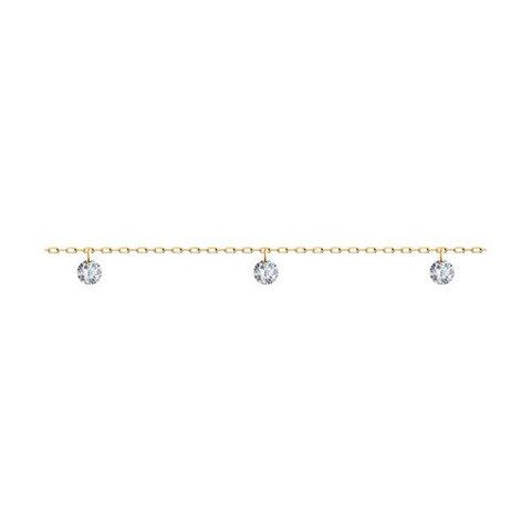 051154 - Браслет цепочка из золота с подвесками из фианитов без оправы