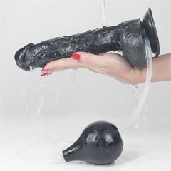 Черный фаллоимитатор-гигант с грушей 10 Squirt Extreme Dildo - 25,5 см. - 