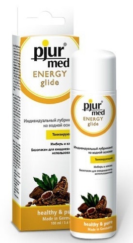 Тонизирующий натуральный лубрикант с имбирем и какао Pjur MED Energy glide,  100 ml