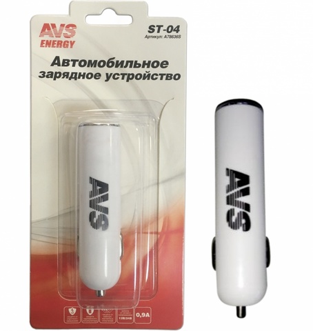 Автомобильное зарядное устройство USB AVS 1 порт ST-04 (0,9А)