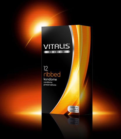 Ребристые презервативы VITALIS PREMIUM ribbed - 12 шт.