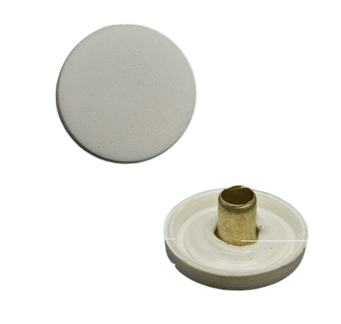 Кнопки стальные Альфа/Омега 15мм c пластиковой крышкой, цвет: Белый