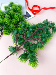 №2 Сосна, хвойная ветка искусственная, декор зимний, рождественский, набор 3 ветки, 39 см.