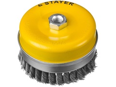 STAYER 120 мм, жгутированная стальная проволока 0.5 мм, чашечная щетка-крацовка для УШМ, Professional (35137-120)