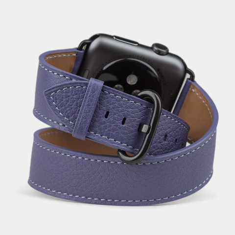 Ремешок для Apple Watch 44/45/49мм ST Double Strap из кожи теленка, цвета сирени