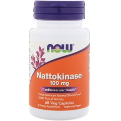 Now Foods, Наттокиназа, 100 мг, 60 вегетарианских капсул
