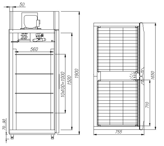 Шкаф холодильный POLUS Carboma R1400 INOX