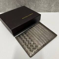 Кожаный картхолдер Bottega Veneta черный