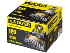 STAYER 120 мм, жгутированная стальная проволока 0.5 мм, чашечная щетка-крацовка для УШМ, Professional (35137-120)