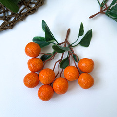 Апельсины искусственные, 2,5 см, 9 фруктов на ветке, набор 2 ветки
