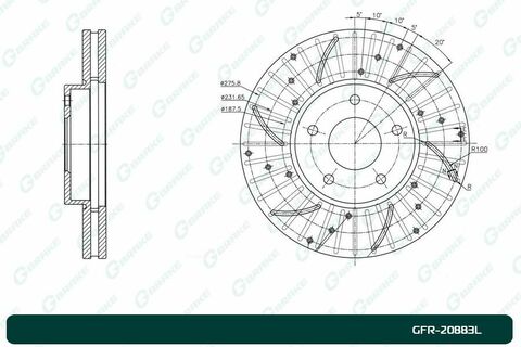 Диск тормозной перфорированный вентилируемый G-brake GFR-20883L левый