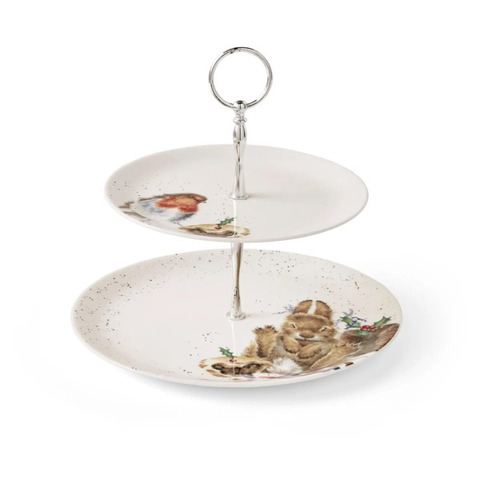 Блюдо двухъярусное 26.7см Royal Worcester Забавная фауна Робин и Банни