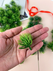 №2 Сосна, хвойная ветка искусственная, декор зимний, рождественский, набор 3 ветки, 39 см.