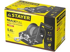 STAYER MAXPull, 0.5 т, 8 м, ручная барабанная тросовая лебедка (43112-0.5)