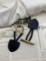 Застежка клевант черная с золотистыми металлическими элементами
