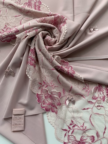 Кружево эластичное пыльно-розовое/фуксия 21 см