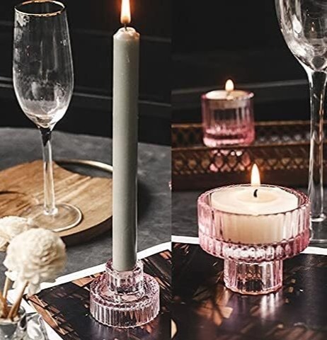 Подсвечник Ljusstake, розовый, стекло