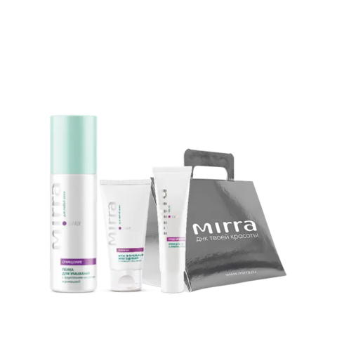 Набор в коробке-сумочке (ПЕНКА ДЛЯ УМЫВАНИЯ; КРЕМ ПИТАТЕЛЬНЫЙ МНОГОЦЕЛЕВОЙ; КРЕМ ДЛЯ ВЕК)