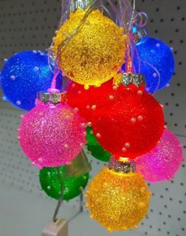 гирлянда нить диод 10л, лампочка-пластиковый шарик ШИПЫ 5.7см, 5М,  , пр упак (5М/10Л)  МУЛЬТИ