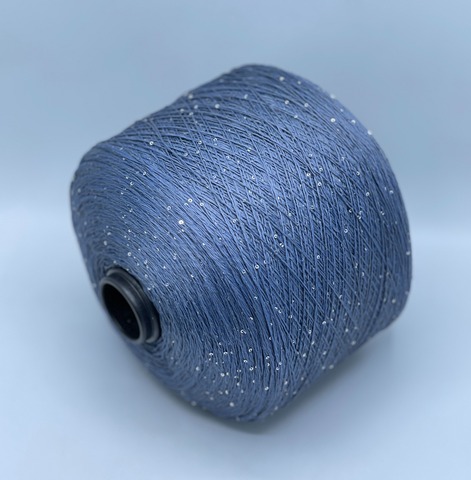 Бобинная пряжа, Linette Pailletes, 450м, 80% Лен, 20% Полиэстер(пайетка), Сине-серый+пайетка.37689
