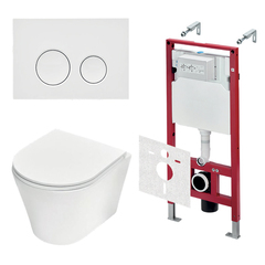 TECE K401110WCK TECEspring Base Комплект 4 в 1 инсталяция, панель смыва LT с круглыми кнопками, хром глянцевый фото