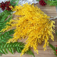 №2 Букет весенний, мимоза, искусственная зелень, цвет Желтый, слегка пушистый, 40 см, набор 2 букета