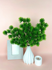 №2 Сосна, хвойная ветка искусственная, декор зимний, рождественский, набор 3 ветки, 39 см.