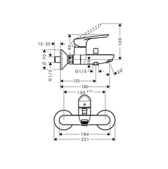 Смеситель для ванны, хром Hansgrohe Logis E 71403000