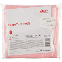 Салфетки хозяйственные Vileda Professional МикроТафф Свифт микроволокно 38x38 см красные 5 штук в упаковке (арт. производителя 129161)