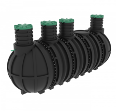 Септик переливной Мультпласт Профи М25 PR 25000 л. горизонтальный / 10000 л. в сутки / до 50 чел. / принудительный сброс (6770x2400x2400см;1 221кг;черный) - арт.552052