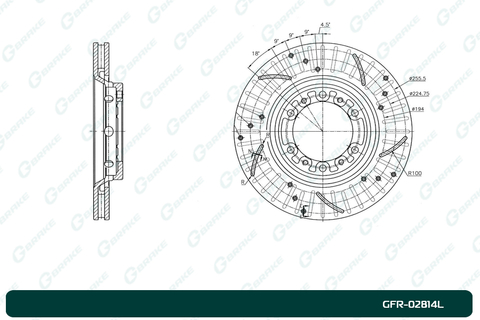 Диск тормозной перфорированный вентилируемый G-brake GFR-02814L левый