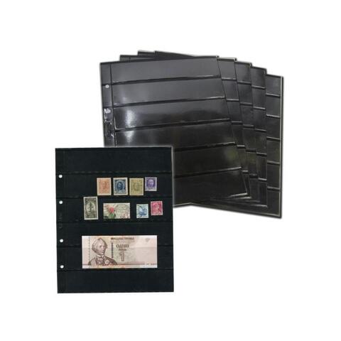 Лист для банкнот и марок на 6 ячеек (40*184). OPTIMA 200*250. На черной основе (двухстронний)