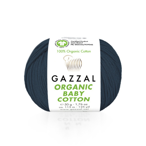 Пряжа Gazzal Organic Baby Cotton 437 морская волна (уп.10 мотков)