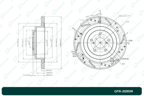 Диск тормозной перфорированный вентилируемый G-brake GFR-20351R правый