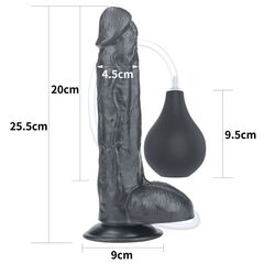 Черный фаллоимитатор-гигант с грушей 10 Squirt Extreme Dildo - 25,5 см. - 