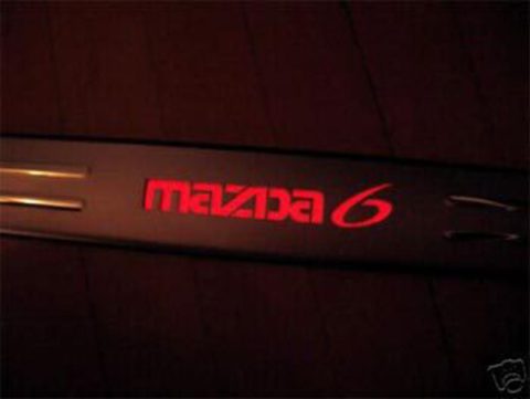 Светящиеся накладки порогов Mazda 6 (red light, matt chrome)