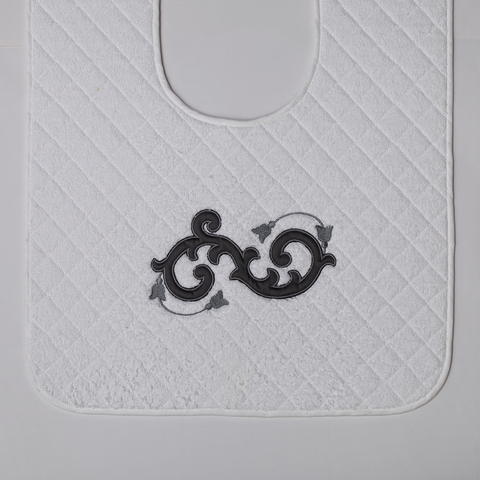 Коврик для унитаза 50х60 Old Florence Ricciolo белый с серой аппликацией