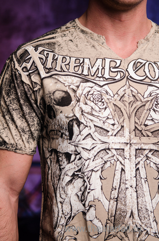 Xtreme Couture | Футболка мужская MUERTE X1829I от Affliction принт спереди крест и черепа