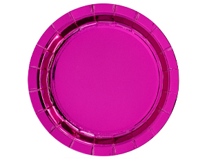 Тарелки фольгированные, Ярко-Розовый (Фуксия), 17 см, 6 шт, 1 уп.