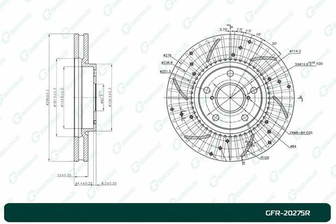 Диск тормозной перфорированный вентилируемый G-brake GFR-20275R правый