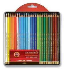 Набор художественных цветных карандашей POLYCOLOR LANDSCAPE 24 цвета в металлической коробке, защищенной блистером