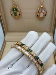 83060 - Браслет ЗМЕЯ -SERPENTI в позолоте, качество VGOLD с вставками малахит