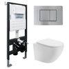 Abber AC1100T-AC0105-AC0120MCH Комплект подвесной унитаз Abber Bequem AC1100T белый с инсталляцией AC0105 и кнопкой AC0120MCH матовый хром
