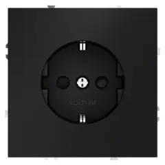 Розетка встраиваемая VOLTUM S70 с заземлением и защитными шторками, 16А, (черный матовый)