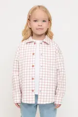 рубашка  для девочки  КР 302567/розовый лед клетка на сахаре