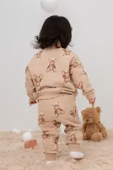 брюки  для девочки  КР 400599/нежный бежевый,милые мишки к413