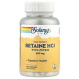 Бетаин с пепсином, Solaray High Potency Betaine HCl with Pepsin, 650 mg, 100 veg caps 1