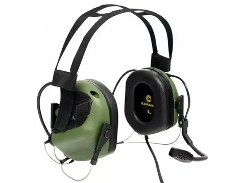 Тактические наушники EARMOR M32N MARK3-FG (FOLLIAGE GREEN) (с гарнитурой, нейлоновое оголовье под шлем, шумодавление активный - 84ДБ/пассивный - 22ДБ)